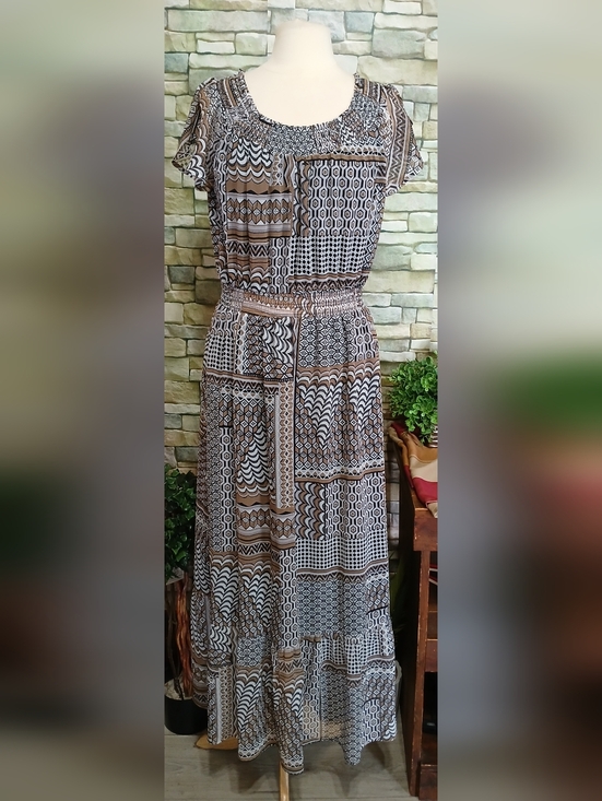 Coldwater Creek Dresses & Skirts - Coldwater Creek Womens Large Abstract Geo Pattern Maxi Dress Cottagecore